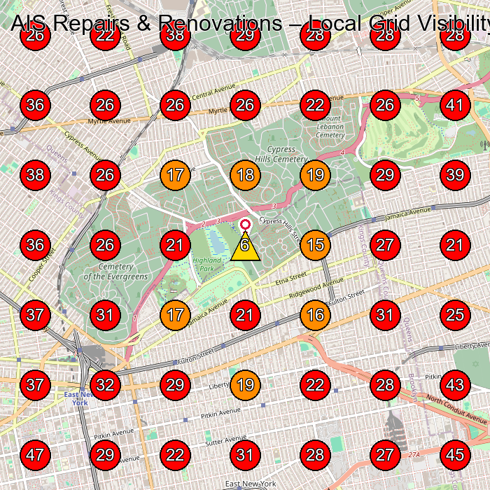 AIS Repairs & Renovations GeoGrid visibility map for Contractor in Far Rockaway